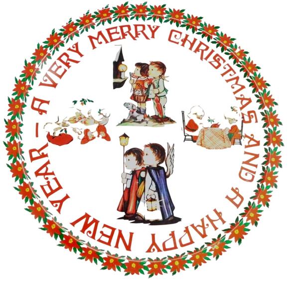 Vintage Wynne Novelty Tray Merry Christmas Happy New Year Made in Hong Kong - Picture 1 of 9